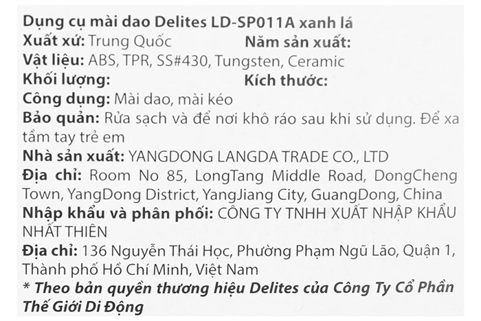 Dụng cụ mài dao Delites LD-SP011A Màu Xanh lá