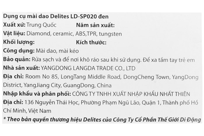 Dụng cụ mài dao Delites LD-SP020 Màu Đen