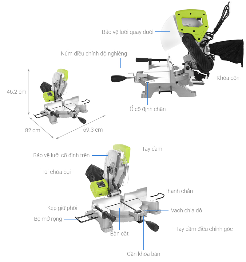 Thông số kỹ thuật Máy cắt nhôm Pigeon G7-255A 1750W