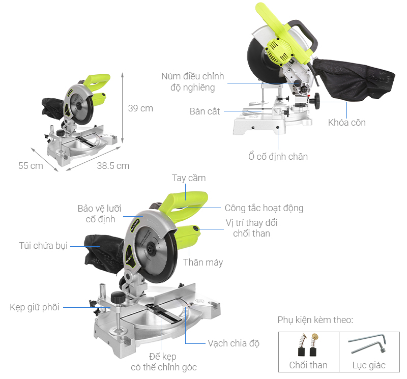 Thông số kỹ thuật Máy Cắt Nhôm Pigeon G7-190 800W