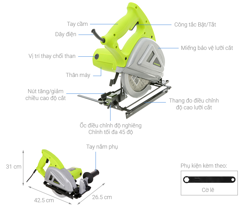 Thông số kỹ thuật Máy cắt đa năng Pigeon G4-185 1800W