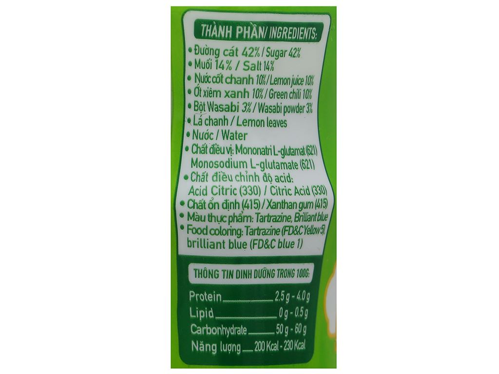 Muối ớt chanh vị wasabi Fadely chai 200g 4
