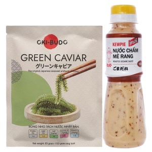 Rong nho OKI-BUDO gói 65g & nước chấm mè rang Kewpie chai 180ml