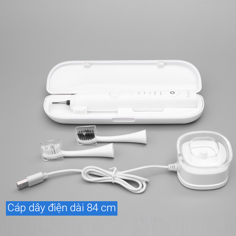 Bàn chải điện Halio Sonic Whitening Pro White (Tặng 1 đầu chải)