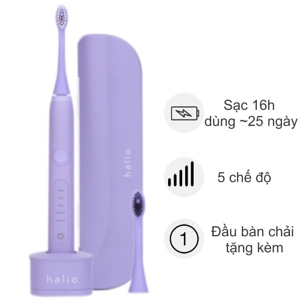 Bàn chải điện Halio Sonic Whitening (Tặng 1 đầu bàn chải)