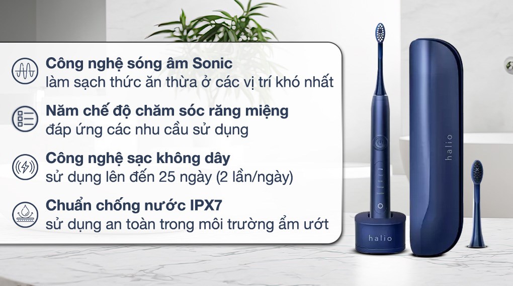 Bàn chải điện Halio Sonic Whitening Pro Midnight Blue