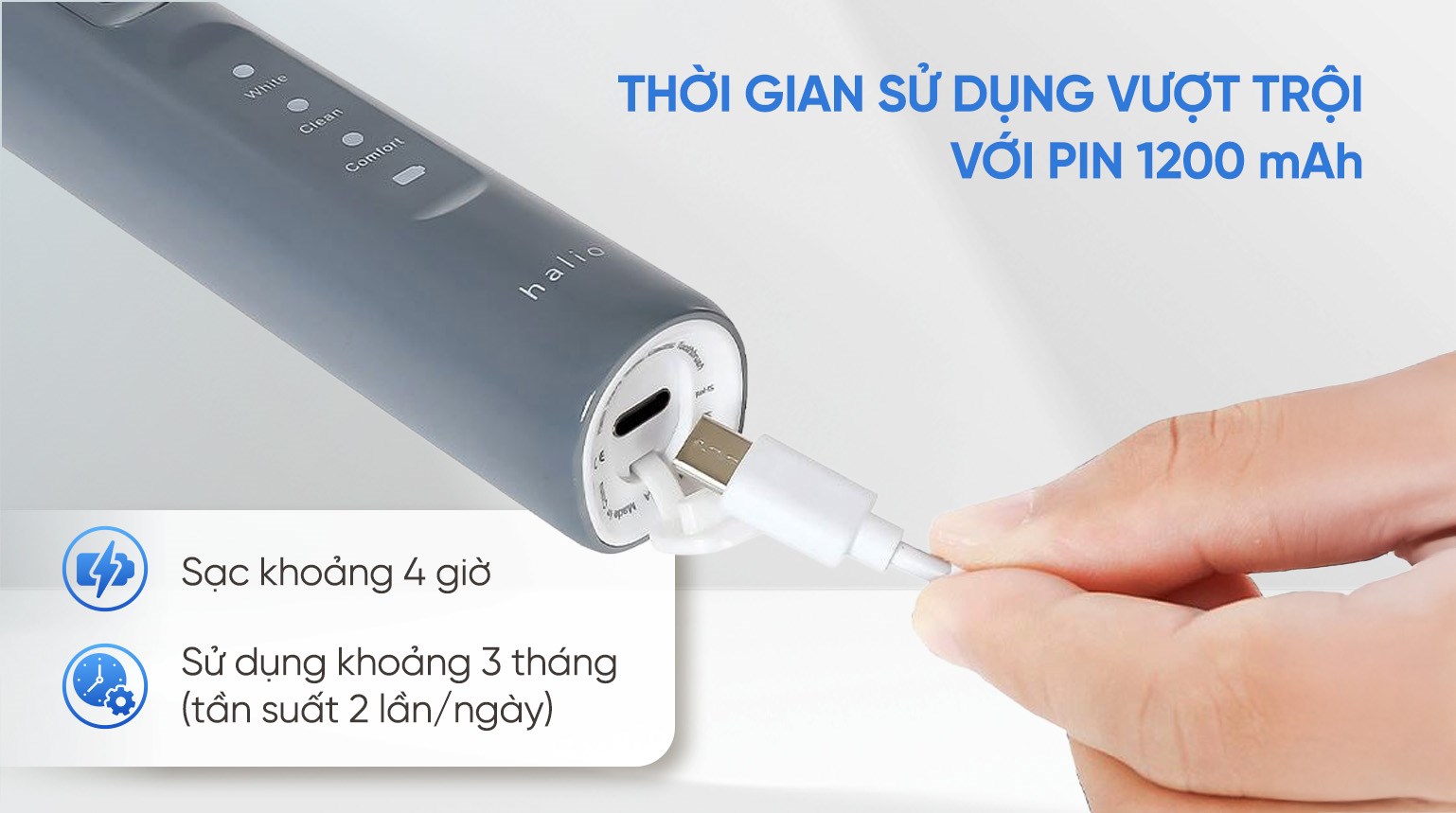 Bàn chải điện Halio Wave Sonic Smoky Sky