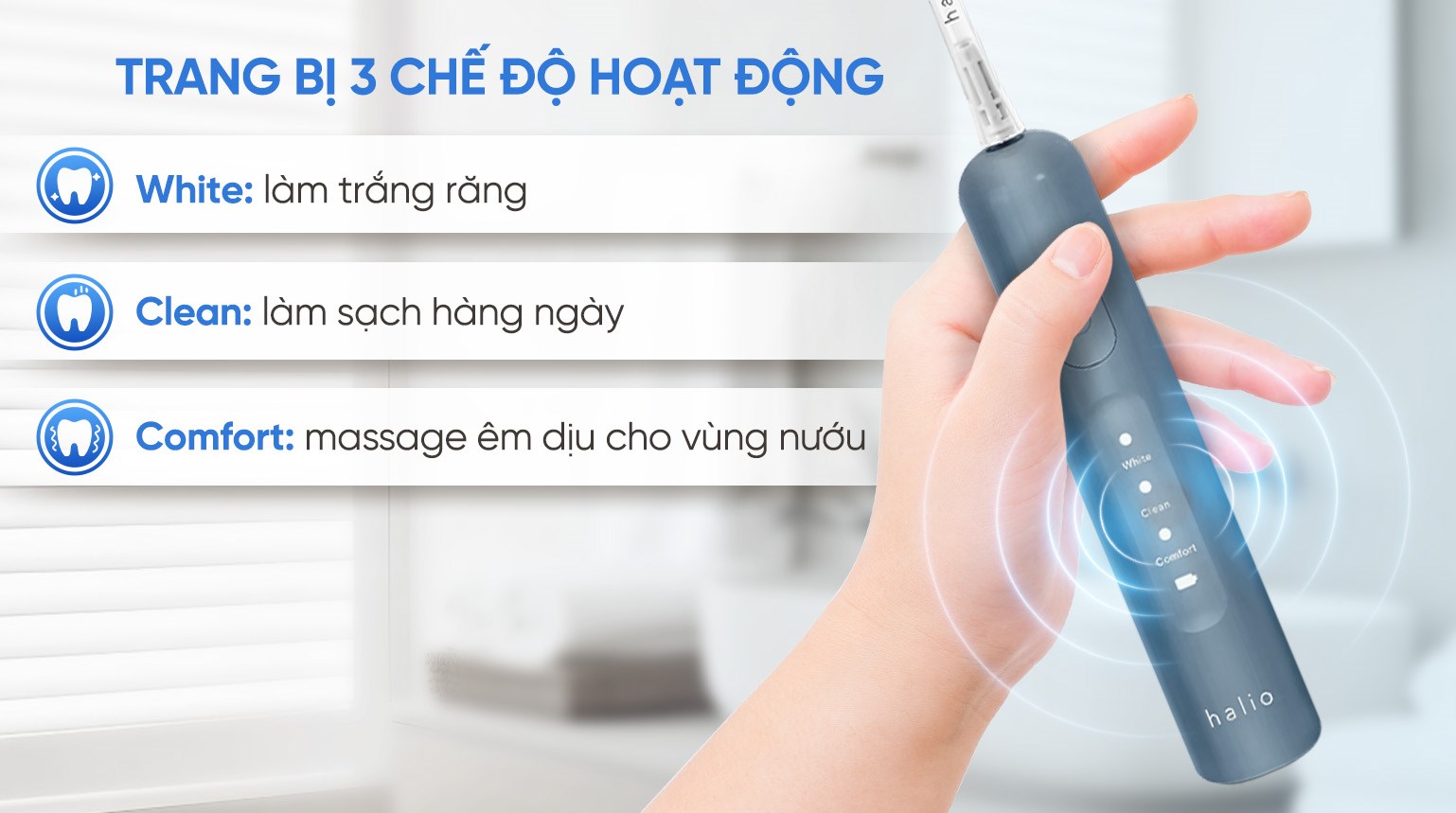 Bàn chải điện Halio Wave Sonic Smoky Sky