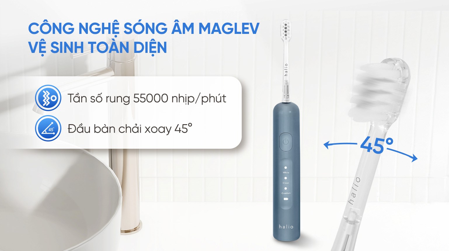 Bàn chải điện Halio Wave Sonic Smoky Sky