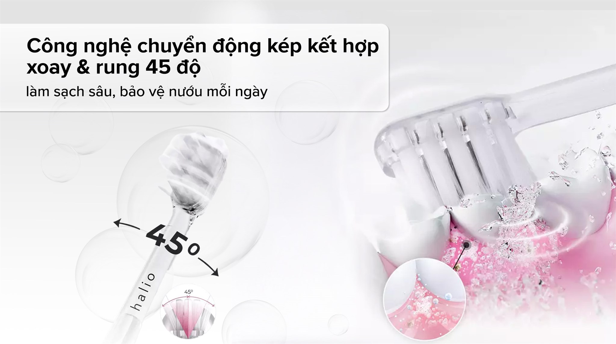 Bàn chải điện Halio Wave Sonic Cloud White