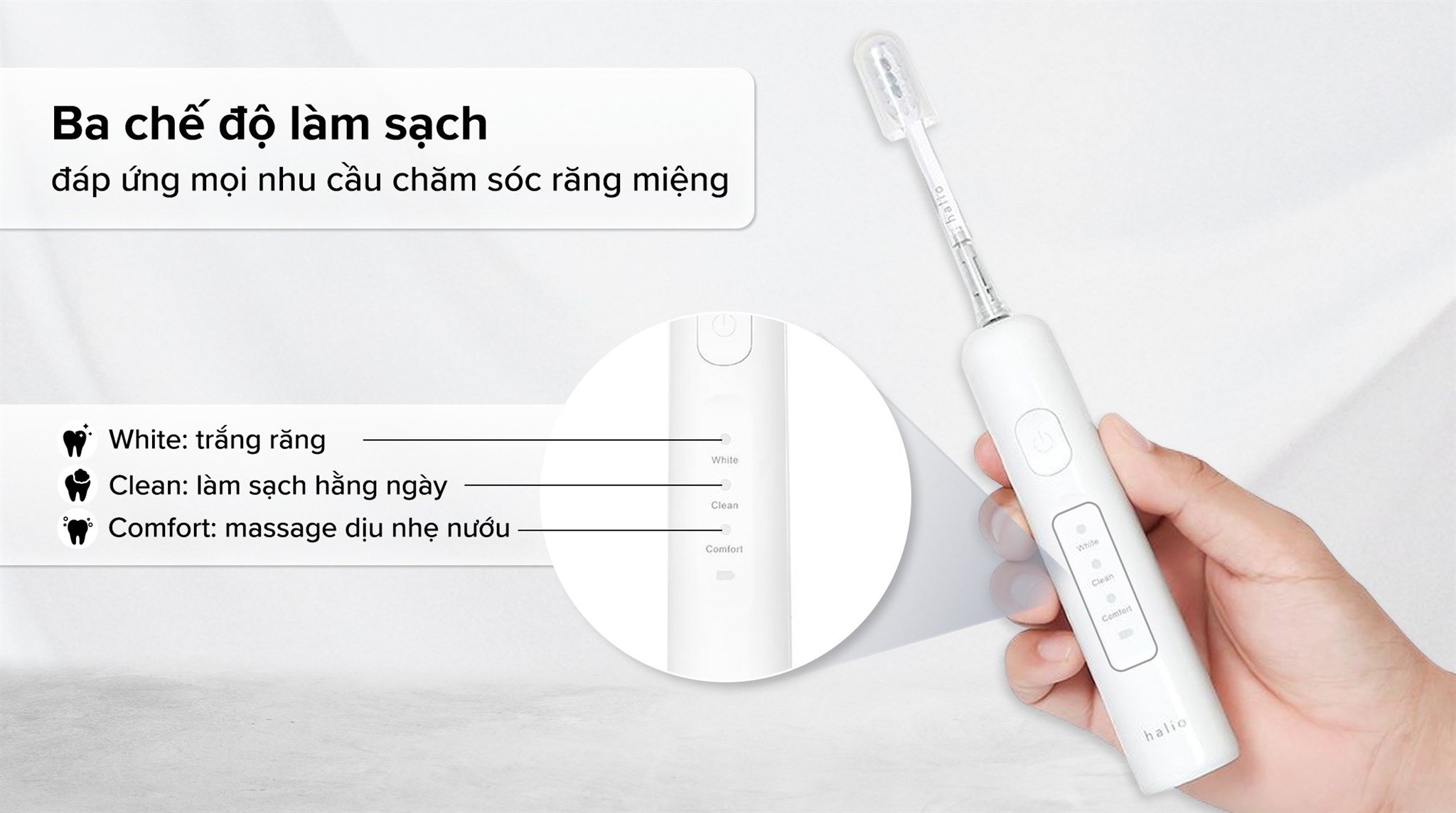 Bàn chải điện Halio Wave Sonic Cloud White