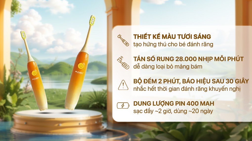 Bàn chải điện trẻ em Magic Kid-02 - Cam