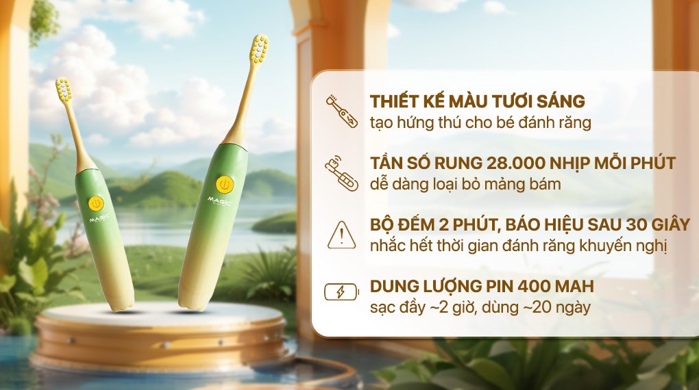 Bàn chải điện trẻ em Magic Kid-02 - Xanh