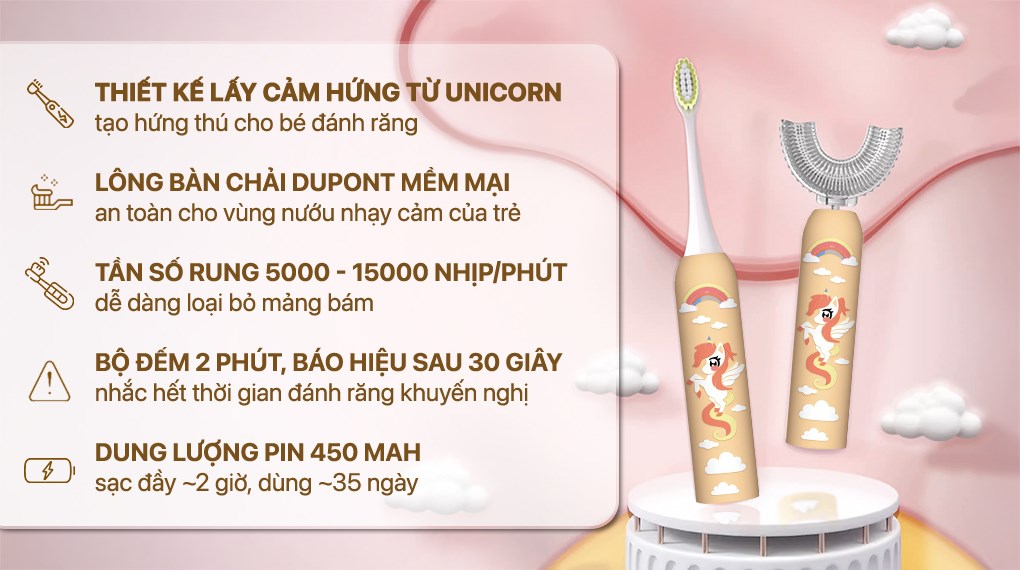 Bàn chải điện trẻ em Magic Kid-03 - Vàng