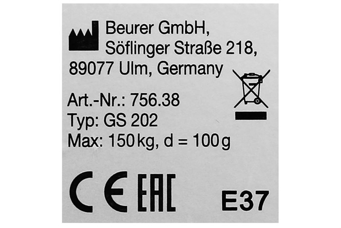 Cân điện tử Beurer GS202 Màu Xám