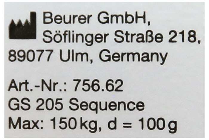 Cân điện tử mặt kính Beurer GS205 Màu Xám