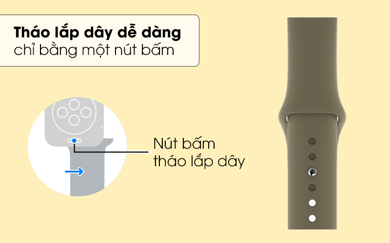 Tháo lắp dây dễ dàng - Dây đeo Apple Watch 42-44mm Apple Sport Band MWUP2 Khaki Tháo lắp dây dễ dàng - Dây đeo Apple Watch 42-44mm Apple Sport Band MWUP2 Khaki