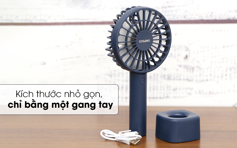 Kích thước nhỏ gọn, chỉ bằng một gang tay - Quạt sạc mini Cosano CF001 Xanh đen