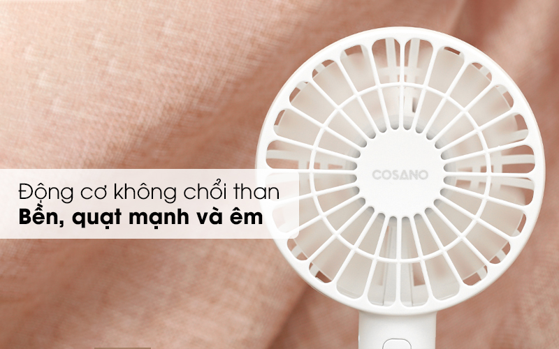 Sử dụng động cơ không chổi than rất bền - Quạt sạc mini Cosano CF002 Trắng