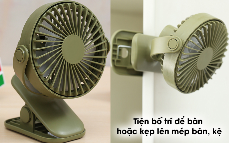 Quạt sạc mini JM SF53 - Để bàn hoặc kẹp lên kệ 