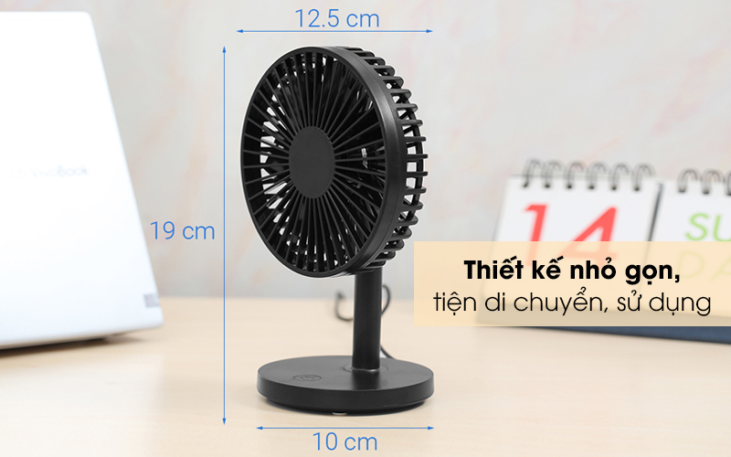 Quạt mini JM SF14 Đen - Thiết kế quạt mini nhỏ gọn