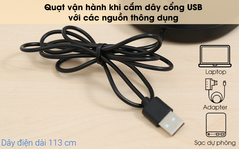 Quạt mini JM SF14 Đen - Quạt vận hành khi bạn cắm dây cáp cổng USB trực tiếp với nguồn