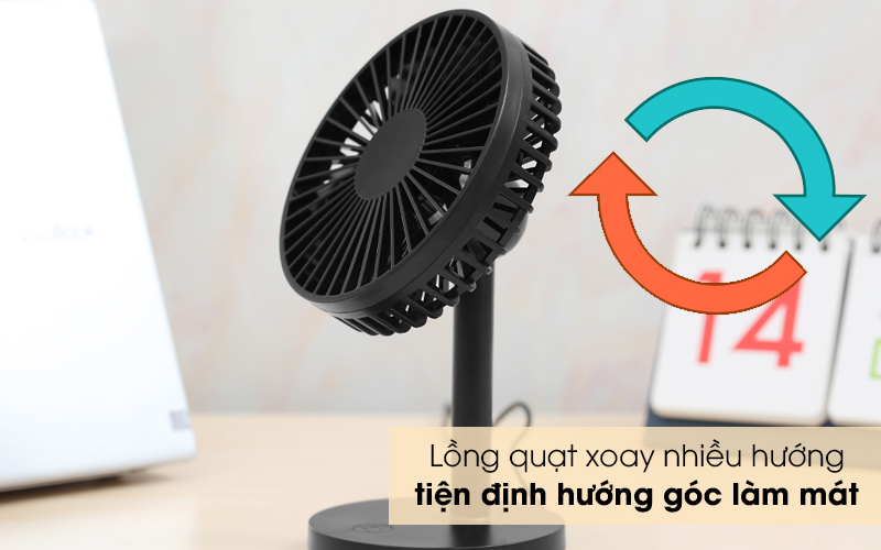 Quạt mini JM SF14 Đen - Lồng quạt xoay nhiều hướng