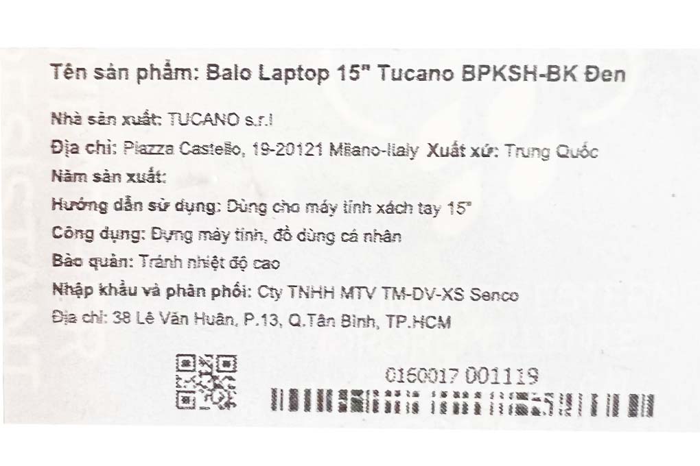 Balo Laptop 15 inch Tucano BPKSH-BK Đen