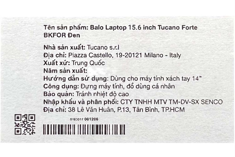 Balo Laptop 15.6 inch Tucano Forte BKFOR Đen Màu Đen