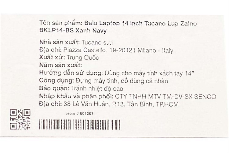 Balo Laptop 14 inch Tucano Lup Zaino BKLP14 Màu Xanh Navy