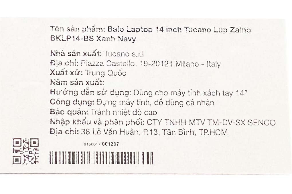 Balo Laptop 14 inch Tucano Lup Zaino BKLP14 Màu Xanh Navy