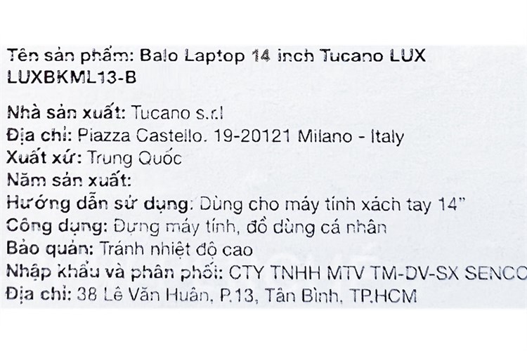 Balo Laptop 14 inch Tucano LUX BKML13 Màu Xanh dương đậm