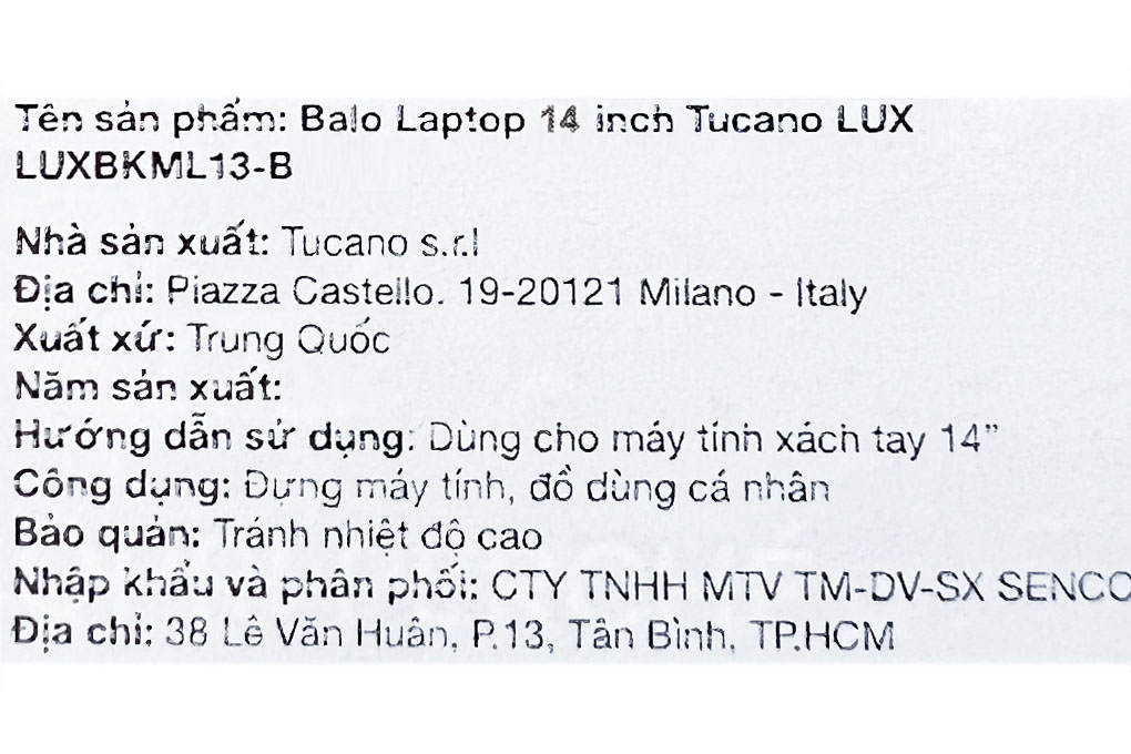 Balo Laptop 14 inch Tucano LUX BKML13 Màu Xám đậm