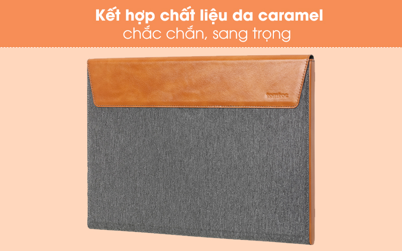 Kết hợp chất liệu da caramel sang trọng - Túi chống sốc Laptop 16 inch TOMTOC H15-E01Y Xám Kết hợp chất liệu da caramel sang trọng - Túi chống sốc Laptop 16 inch TOMTOC H15-E01Y Xám