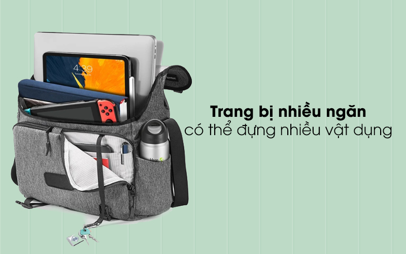 Trang bị nhiều ngăn, chứa được nhiều đồ - Túi đeo Laptop 13.5 inch TOMTOC A47-C01G Xám Trang bị nhiều ngăn, chứa được nhiều đồ - Túi đeo Laptop 13.5 inch TOMTOC A47-C01G Xám