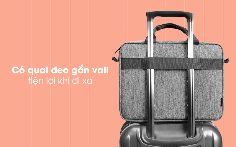 Có quai đeo gắn với vali tiện lợi - Túi đeo Laptop 13 inch TOMTOC A50-C01G Xám Có quai đeo gắn với vali tiện lợi - Túi đeo Laptop 13 inch TOMTOC A50-C01G Xám