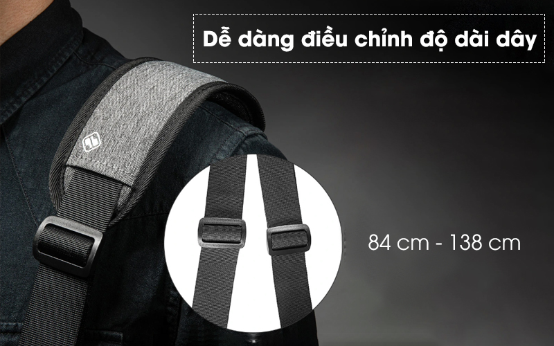 Dễ dàng điều chỉnh độ dài dây - Túi đeo Laptop 13 inch TOMTOC A50-C01G Xám Dễ dàng điều chỉnh độ dài dây - Túi đeo Laptop 13 inch TOMTOC A50-C01G Xám