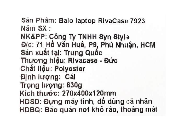 Balo Laptop 13.3 inch Rivacase 7923 Màu Xám
