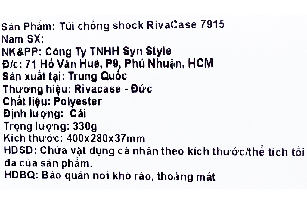 Túi xách Laptop 13.3 đến 15.6 inch Rivacase 7915 Xám Màu Xám