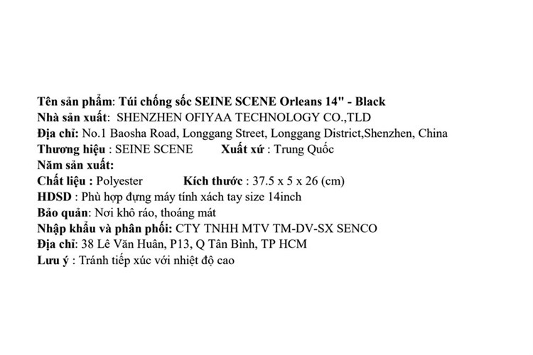 Túi chống sốc Laptop 14 inch Seine Scene Orleans Màu Đen