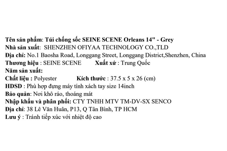 Túi chống sốc Laptop 14 inch Seine Scene Orleans Màu Xám