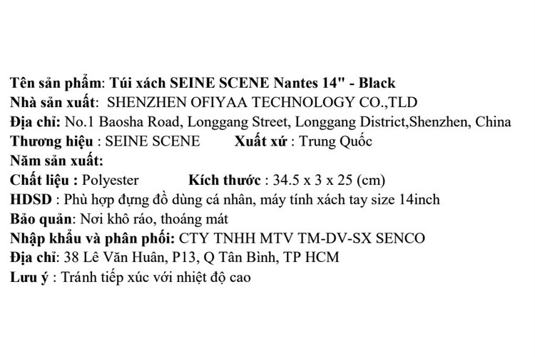 Túi chống sốc Laptop 14 inch Seine Scene Nantes Màu Đen