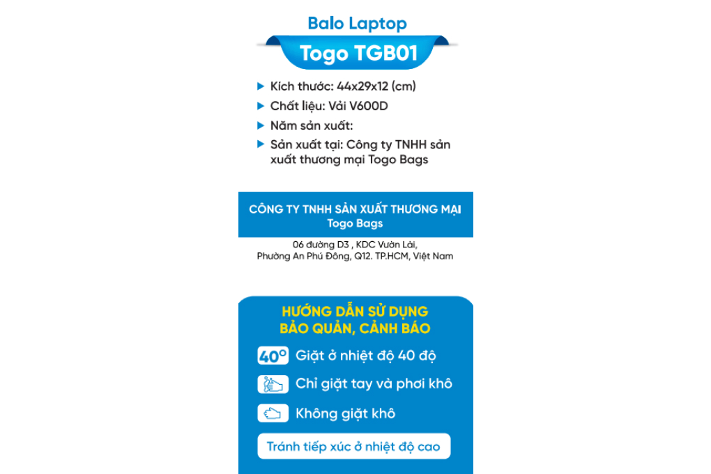 Balo Laptop 15.6 inch Togo TGB01 - 13