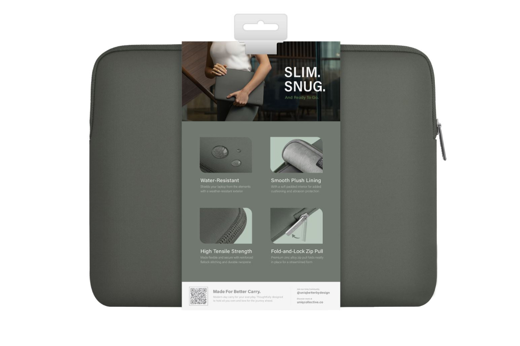 Túi chống sốc laptop 14 inch UniQ Water - Resistant Neoprene Màu Xanh lá