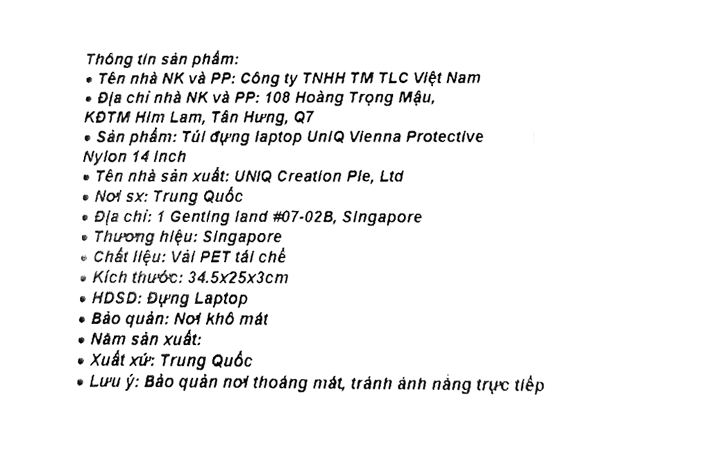 Túi đựng laptop 14 inch UniQ Vienna Protective Nylon - 12
