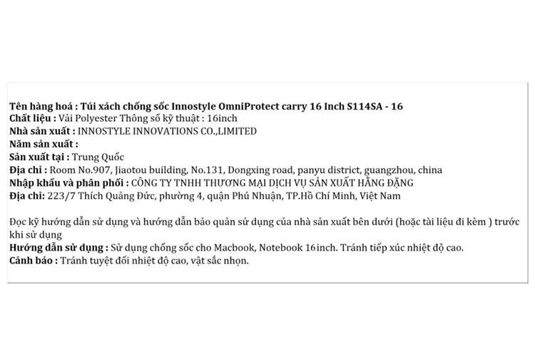 Túi xách chống sốc Laptop 16 inch Innostyle OmniProtect carry S114 Màu Đen