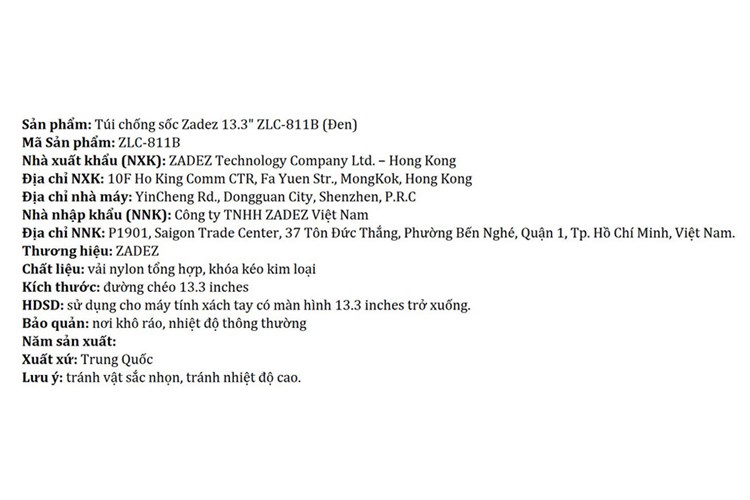 Túi chống sốc laptop 13.3 inch Zadez ZLC-811 Màu Đen