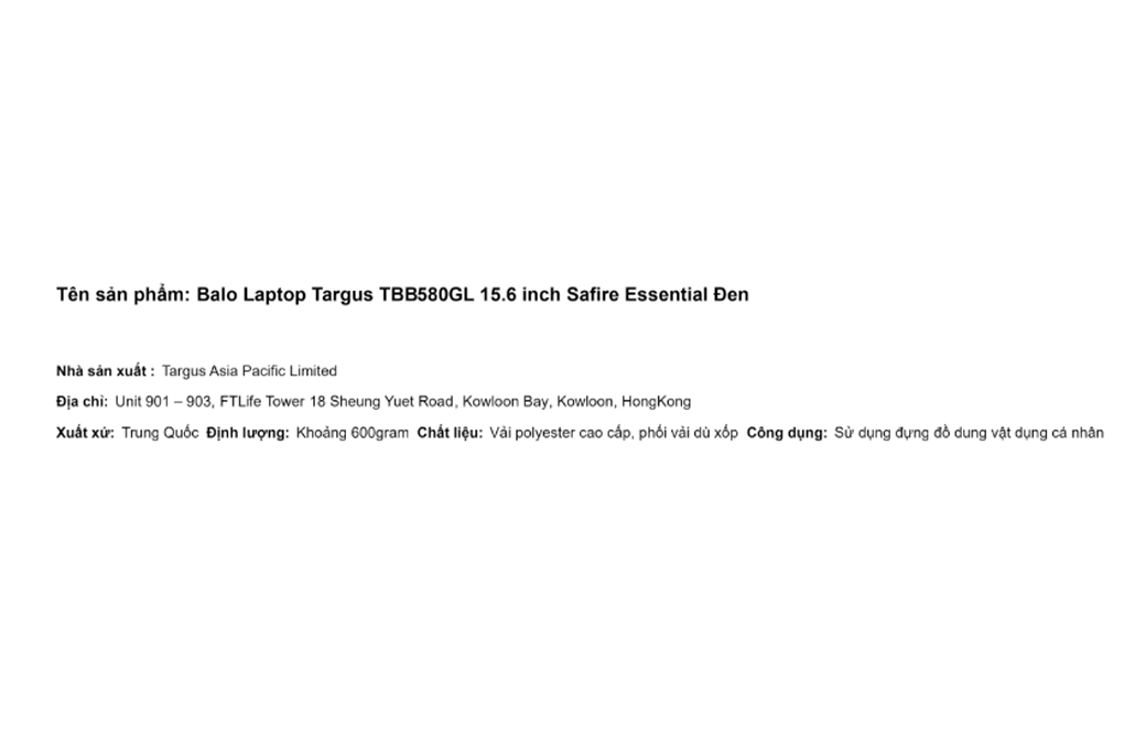 Balo Laptop 15.6 inch Targus Safire Essential TBB580GL - 7