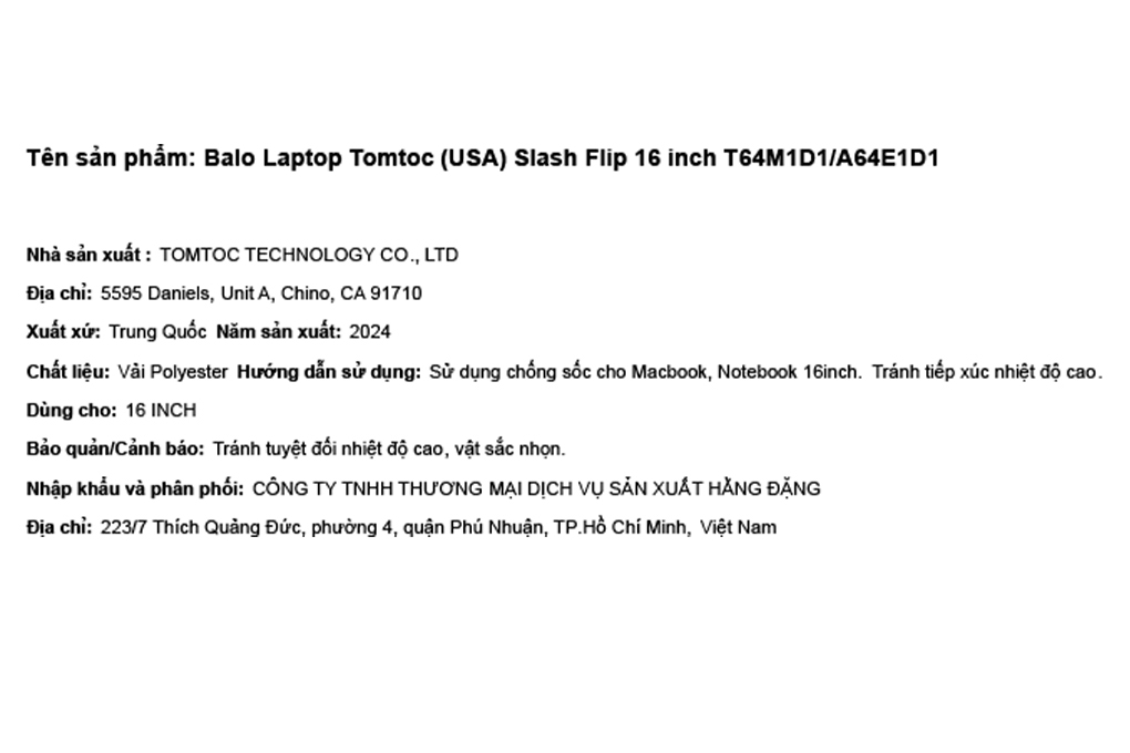 Balo Laptop 16 inch Tomtoc Slash Flip T64M1D1/A64E1D1 - 6