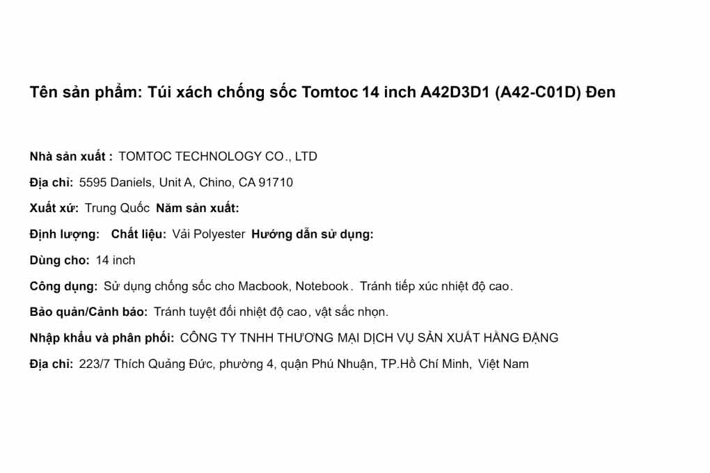 Túi xách chống sốc Tomtoc 14 inch A42D3D1 (A42-C01D) - 5